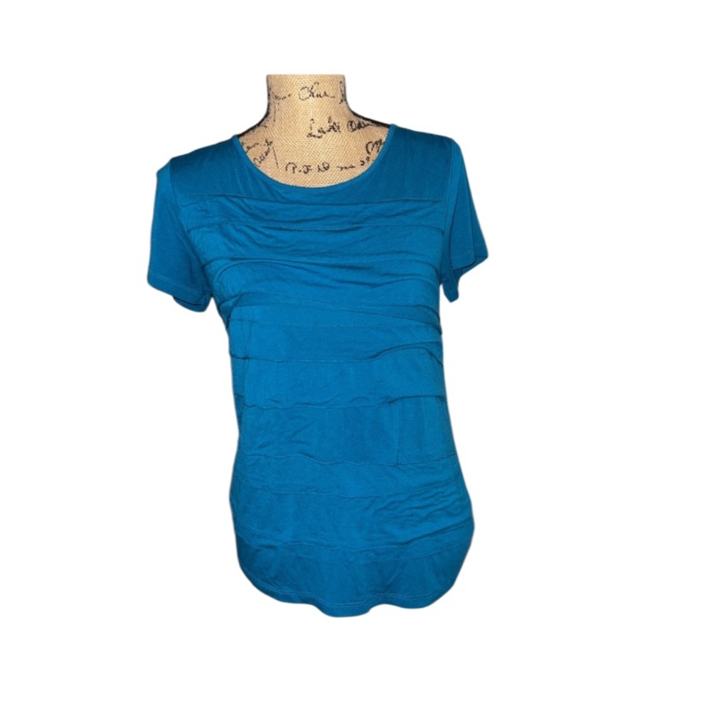 Women’s Blue Ruffled Scoop Neck Blouse